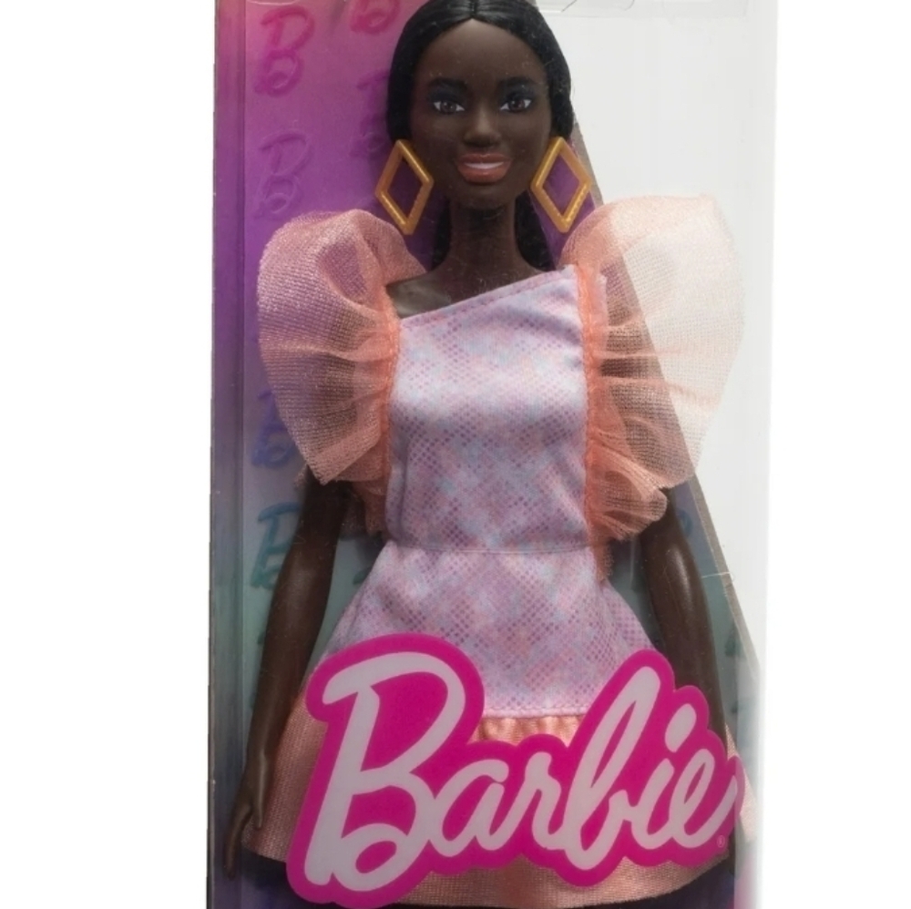 Barbie Fashionista Doll Pink Tulle Dress. Dark Skin Brown Eyes NIB 216
